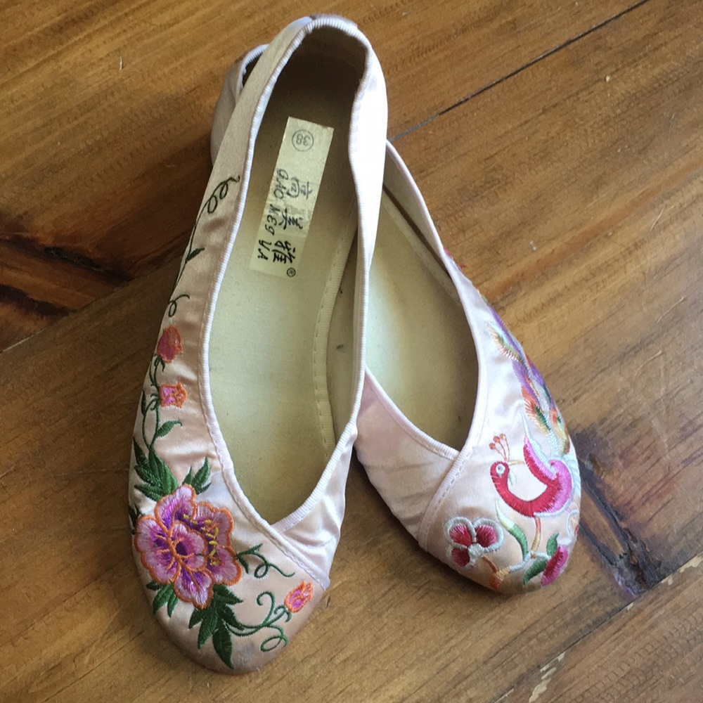 Floral Satin Flats